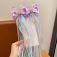 thumbnail image 5 of Wuxian Toddler Girls Ribbon Headband Colorful Cute Bow Hair Clips Princess Hair Barrettes Sparkly Pearl Sequins Clips Hair Accessories Hairpins Wedding Birthday Headwear,Light Purple2,3-16 Years, 5 of 6