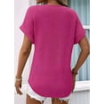 thumbnail image 3 of Womens Waffle Knit Tops 2025 Spring Summer V Neck Shirts Casual Women'S Blouses Basic Tee Rose Red M, 3 of 4