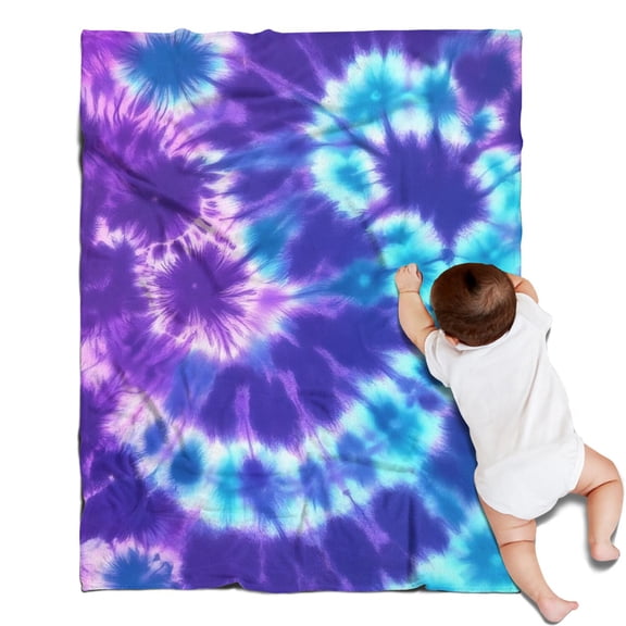 Purple Blue Tie Dye Pattern Blanket,Comfortable Soft Flannel Throw Blanket,All Season,Warm Lightweight Blankets for Sofa Bed Couch Living Room Chair,30"x40"