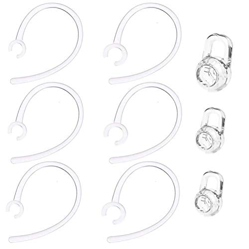 epacks Universal 6 Piece Small Earhooks w/Replacement Earbuds Ear Gels Tips Small, Medium, Large for Plantronics Voyager Edge Wireless Bluetooth - Clear