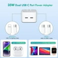 thumbnail image 4 of 35W PD Foldable Dual USB-Type-C Port Compact Input Home / Travel Power Adapter Plug Wall Charger with 6FT Charging Port USB-C to Type-C Cord Charger Cable White For Motorola Moto Edge, 4 of 8