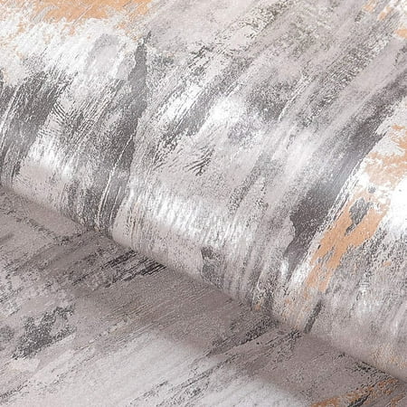 Metallic Concrete Wallpaper Peel and for Concrete Contact Paper for Walls Grey Peel and Wallpaper for Room Wall Apartments Bathroom RV 15.8x78.8