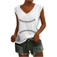 thumbnail image 1 of Camisetas sin mangas con cuello en V de verano para mujer, camisetas de manga corta con estampado de elementos de béisbol Retro OAVQHLG3B Store  lin121212, 1 of 4