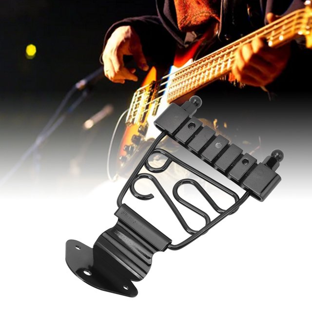 6 String Guitar Trapeze Tailpiece, Adjustable Guitar Bridge Tailpiece Bass Guitars Metal Trapeze Tailpiece with Screws for Replacement
