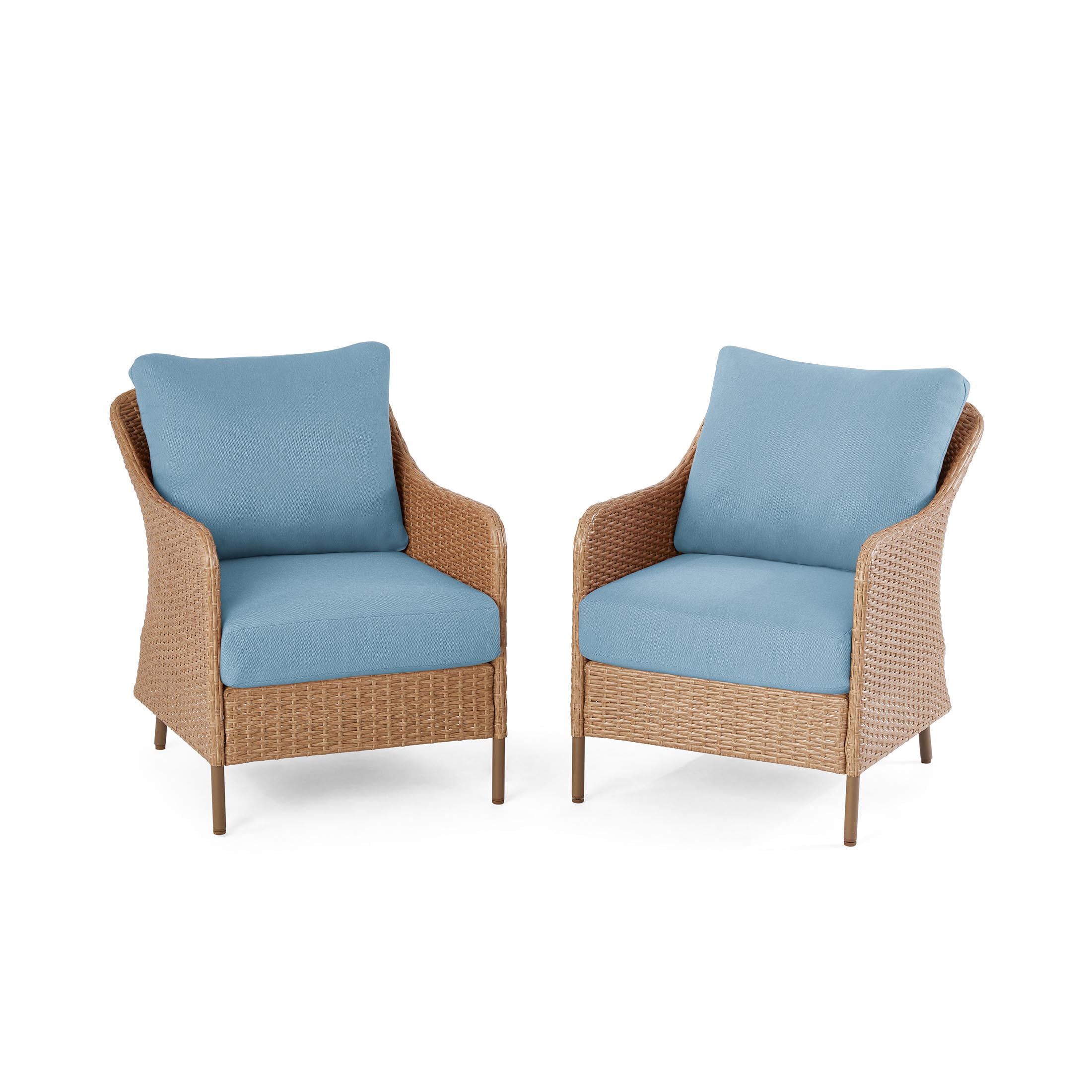 Mainstays Chelsea Outdoor Patio Steel 4-Pieces Deeping Seating Set with Blue Cushions