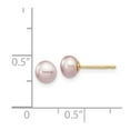 thumbnail image 3 of Real 14kt Yellow Gold 5-6mm Purple Button Freshwater Cultured Pearl Stud Post Earrings; for Adults and Teens; for Women and Men, 3 of 3