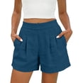 thumbnail image 2 of Pounoo Women's Shorts High Waist Linen-Like Pleated Casual Shorts Boho Classic Style Lightweight Breathable Loose-Fit Bottoms Gift, 2 of 8