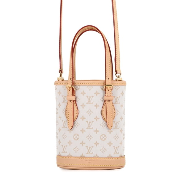 Pre-Owned Louis Vuitton Monogram Mini Nano Bucket M12317 2-way Shoulder Bag, White. Handbag for...