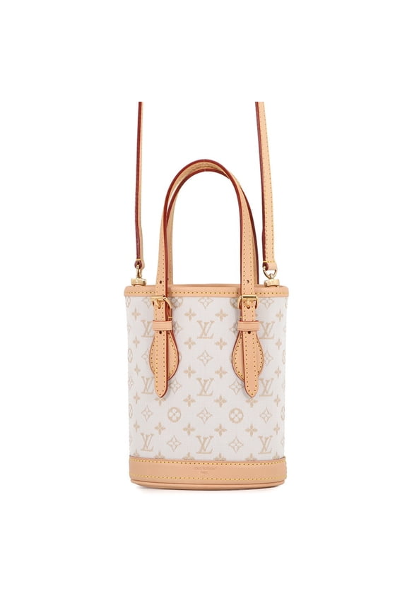 Pre-Owned Louis Vuitton Monogram Mini Nano Bucket M12317 2-way Shoulder Bag, White. Handbag for...