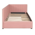 thumbnail image 6 of Upholstered Daybed with 2 Storage Drawers,Twin Size Sofa Bed Frame with Wood Slats, Linen Fabric Storage Bed  for Living Room Bedroom,No Box Spring Needed,Pink, 6 of 9