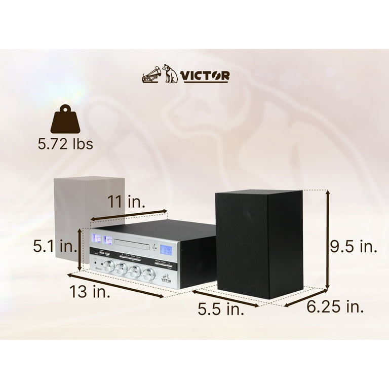 Victor Milwaukee 50W Bluetooth Desktop Stereo System with FM/AM