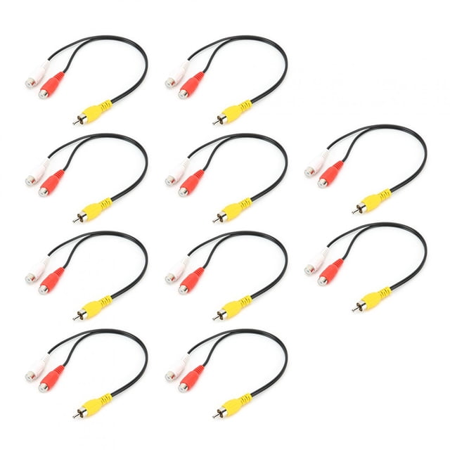 10 Uds para RCA macho a doble para RCA hembra Cable línea Cable adaptador de Audio accesorio