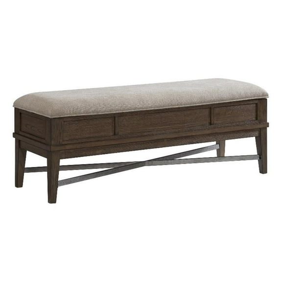 Pemberly Row Bedroom 52" Wood Storage Bench with Cushion in Oak