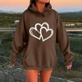 thumbnail image 2 of Fartey Oversized Heart Graphic Hoodies for Women Loose Casual Long Sleeve Drawstring Hooded Sweatshirt Fashion Fall Winter Fleece Pullover Tops with Pockets Brown M, 2 of 5