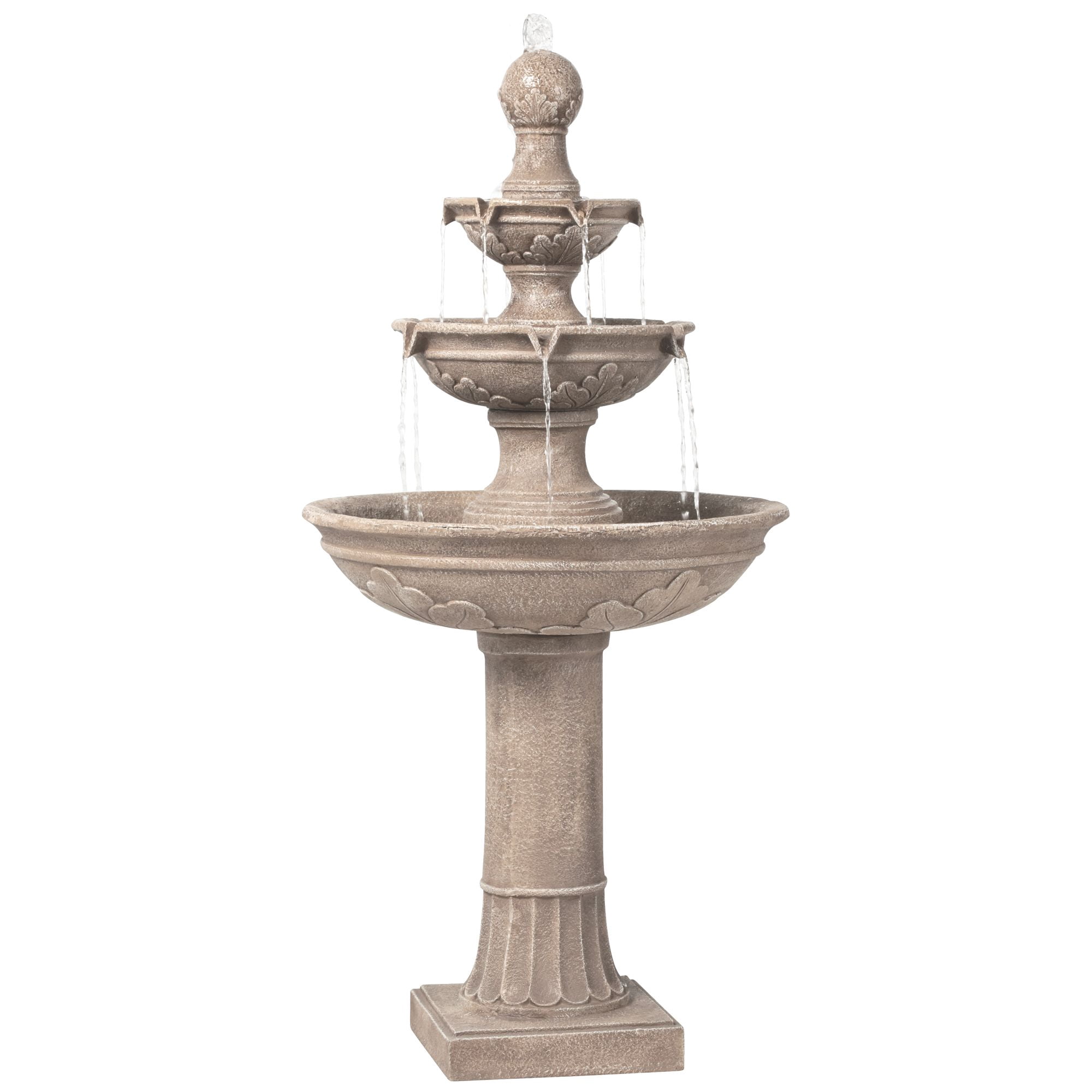Stafford 48" High Large Traditional Italian Indoor Outdoor Decor Faux Stone Floor Fountain 3-Tier Outside