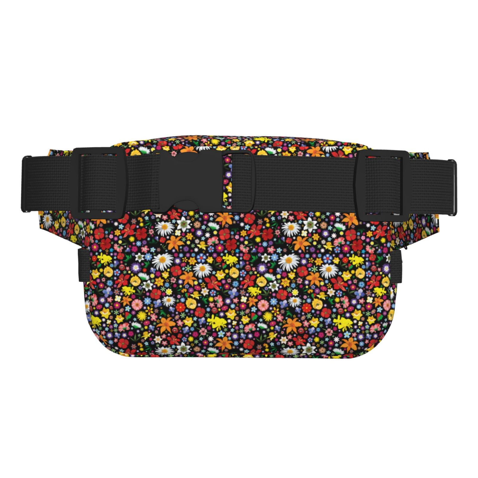 Picia Spring And Summer Flowers Print Square Double-Layer Waist Bag Mini Adjustable Waist Belt Bag Exercise Running Travel Hiking