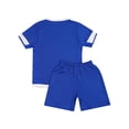 thumbnail image 4 of LiiYii Kids Boys Girls Soccer Uniform Football Basketball Training Clothes Set Sports Gym T-shirt and Blue 26, 4 of 7