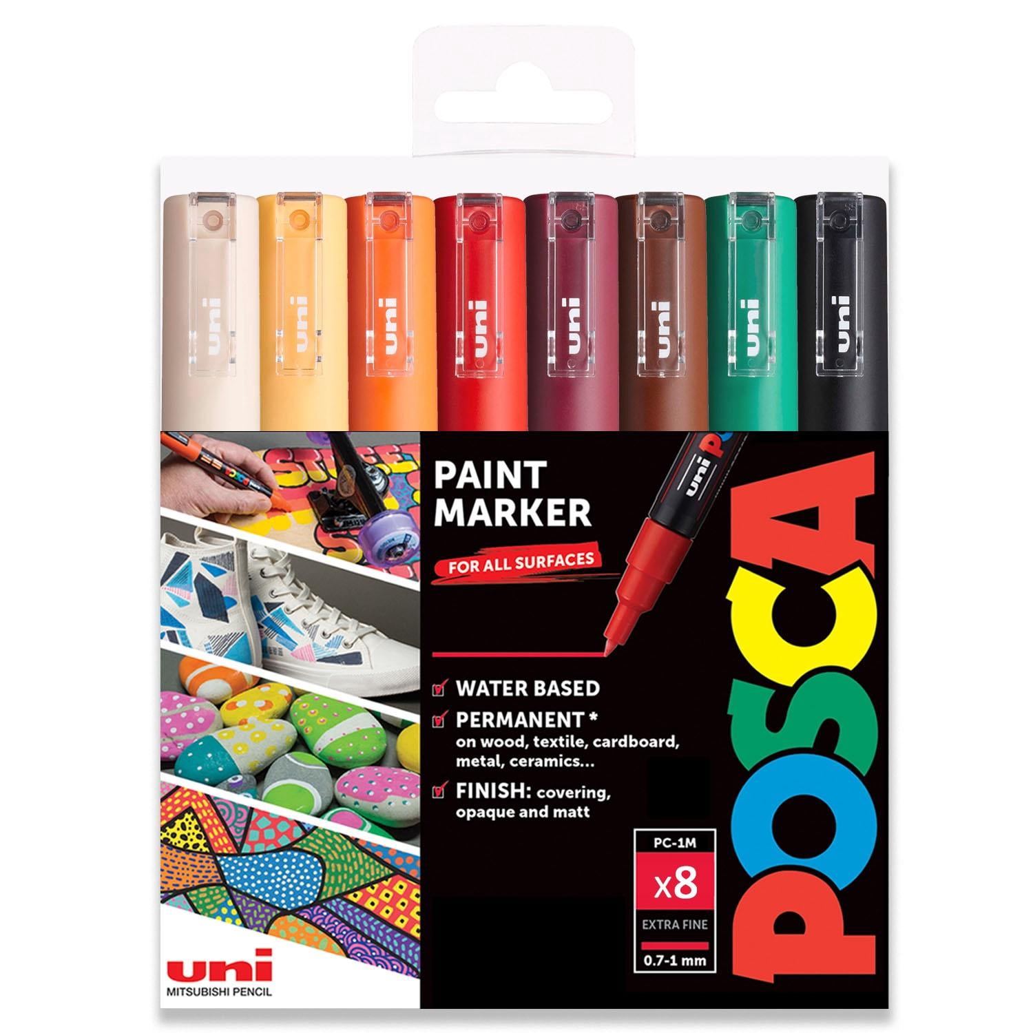 POSCA PC-1M Paint Marker Art Pens - 0.7mm - Autumn Tones Set of 8 Pens in Wallet