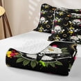 thumbnail image 4 of Homewish Halloween Death Moth Quilt King, Celestial Peony Floral King Coverlet Set, Black White Multicolor, 3 Pieces 1 Bedspread and 2 Pillowcases, 4 of 7
