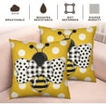 thumbnail image 4 of Summer Pillowcase 16x16 Set of 2 Yellow Honey Bee Polka Dots Holiday Throw Pillow Covers Bumblebee Outdoor Decorative Linen Cushion Covers for Farmhouse Couch Sofa Living Room Decor, 4 of 6