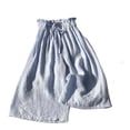 thumbnail image 2 of PiGOGI Girls Summer Wide Leg Pants, Elastic Waist Loose Casual Trousers for Toddlers, Lightweight Breathable Pull-On Pants Light Blue 1-2Years, 2 of 5
