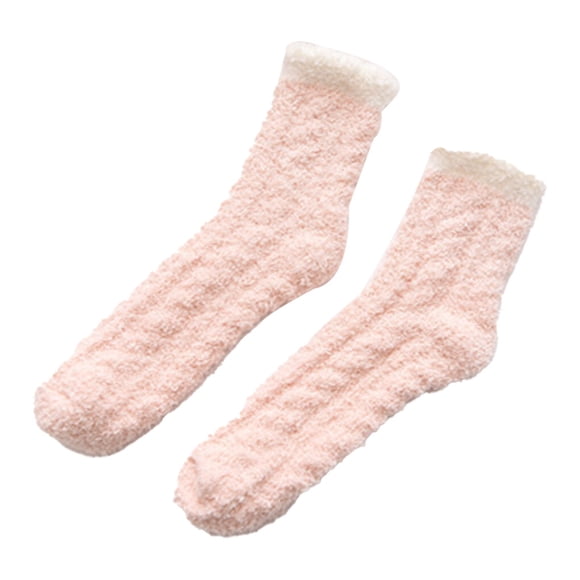 Bewildely 1 par de calcetines cálidos gruesos de invierno frío, calcetines térmicos suaves transpirables, calcetería de cama para el hogar, Suministros térmicos Rosado