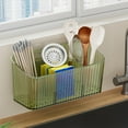thumbnail image 2 of HBBKVI 9.4x4.3x4.1in Transparent Plastic Adhesive Wall Shelf Storage Organizer for Bathroom and Kitchen, 2 of 6