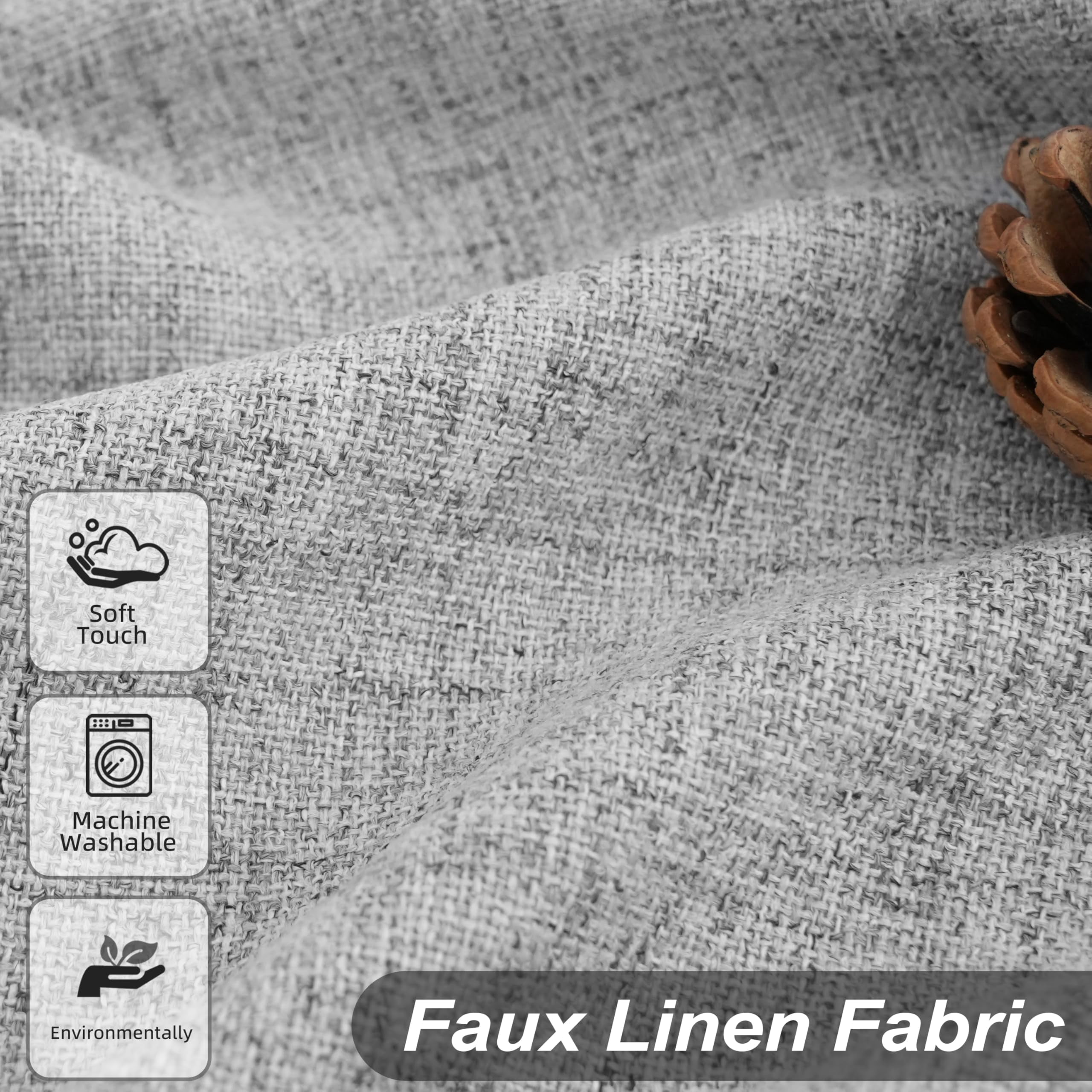 DriftAway Gray Linen Curtains 108 Inches Long for Living Room Thick Semi Sheer 2 Panels Farmhouse 3 Inch Rod Pocket Back Tab Boho Rustic Light Filtering Window Drapes for Bedroom Privacy Assured