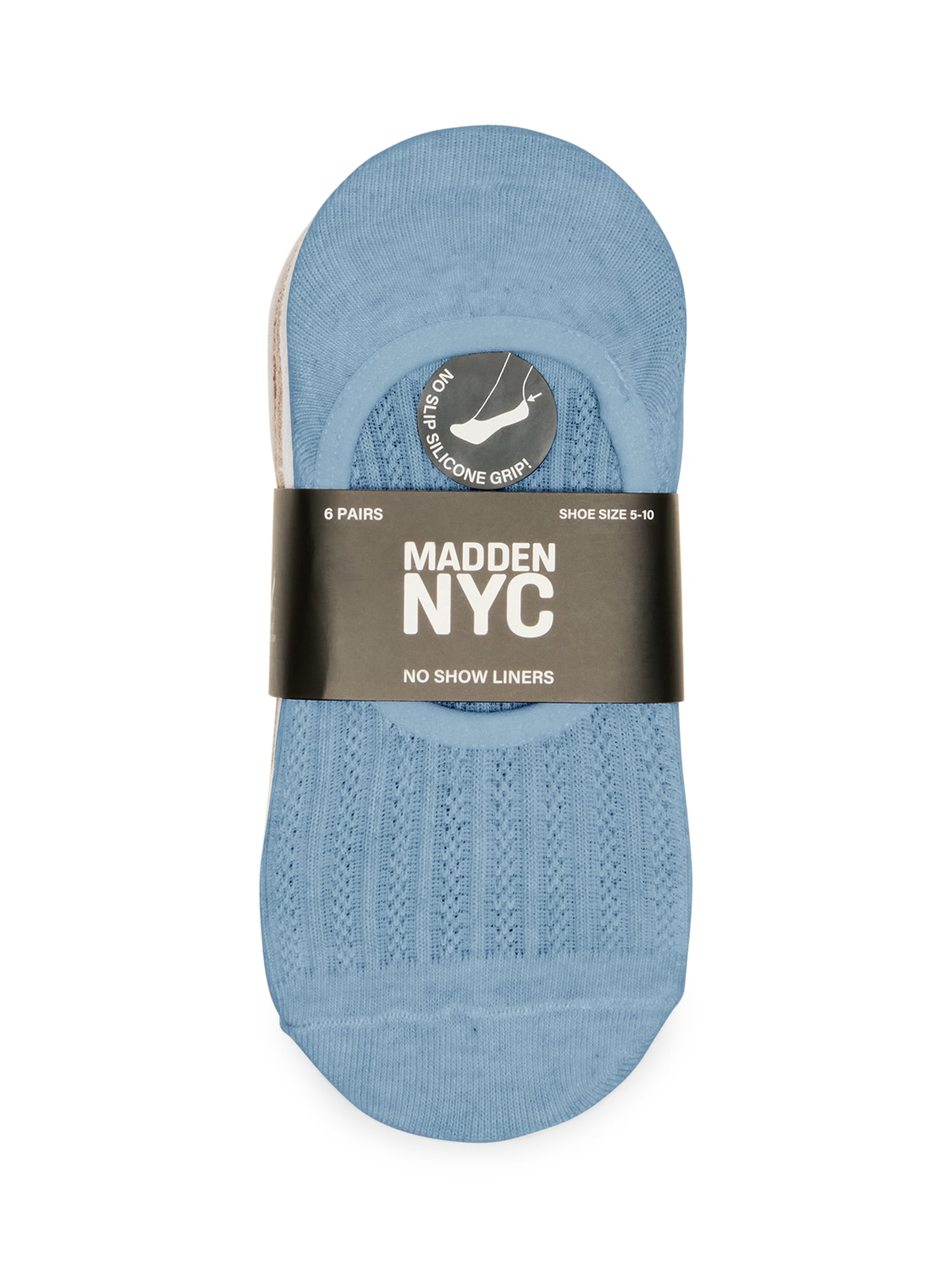 Madden NYC Women's No-Show Liners, 6-Pack, Fits Shoe Size 5-10