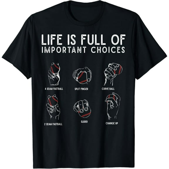 Vintage Types Of Baseball Pitches Life Choices Pitcher Player T-Shirt Size S-5Xl Best Birthday Gifts