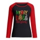 thumbnail image 4 of Pntutb Blusa de manga larga con estampado de Merry Chriasmas y bloque de color con cuello redondo para mujer Pntutb Pntutb-2331, 4 of 4