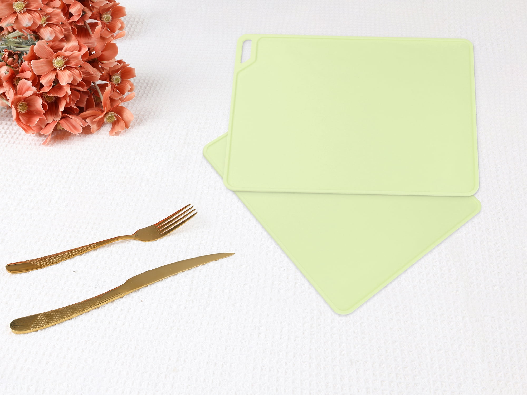 Unique Bargains Set of 6 Silicone Placemats for Kitchen Dining Table Decor Light Green