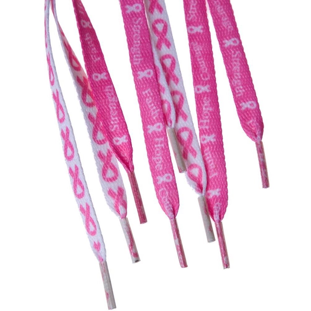 Pink & White Breast Cancer Awareness Shoe Laces 2 Pairs, Four