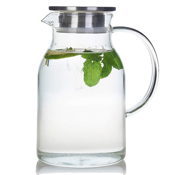 Jarra de vidrio Karafu, 2000 ml, resistente al calor con tapa, 68 oz