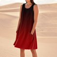 thumbnail image 2 of Women's Ombre Print Sleeveless Tank Dress Loose Fit Beach Dress with Contrast Binding and Side Pockets for Summer Festivals,Red 3XL, 2 of 5