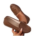 thumbnail image 6 of Women's Classic Comfort Leather Loafers Casual Slip-On Walking Flats Driving Boat Shoes Round Toe Lightweight Low Top Non Slip Cute Business Work Office Dress Shoes Brown 9.5, 6 of 6