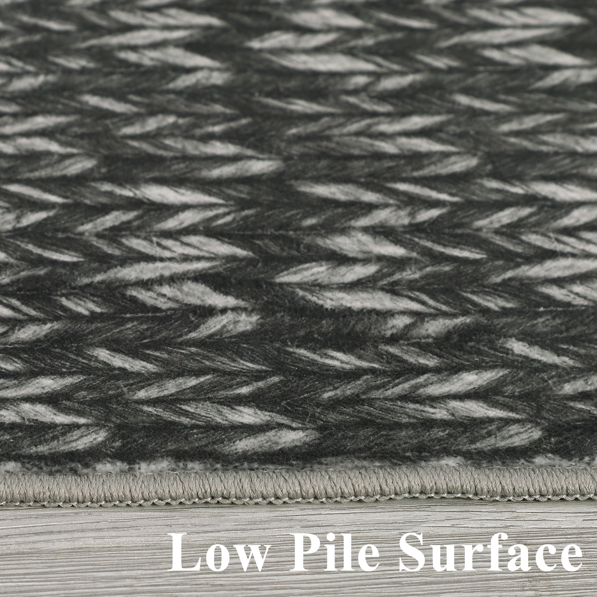 Garvee 5'x7' Braided Print Area Rug Modern Low Pile Non Slip Area Rug, Black