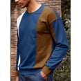 thumbnail image 3 of AIR-Mens Color Block Sweatshirt Pullover Crewneck Long Sleeve Fleece Casual Ribbed Patchwork Fall Tops, 3 of 4