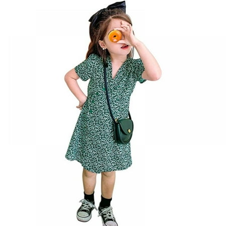 

Summer Girl s Retro Floral Casual Short Sleeves Dress Princess Dress