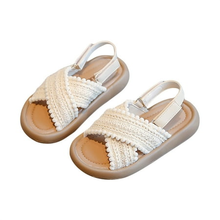 CocMouse Little Girls Crochet Sandals Summer Soft Sole Flats Walking Shoes