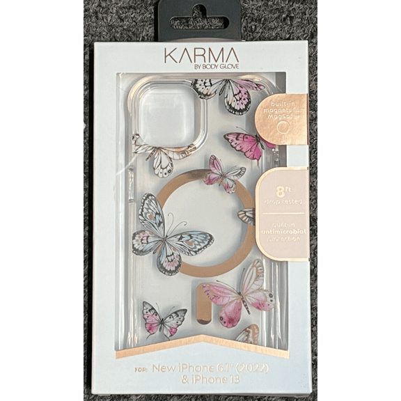 Karma by Body Glove Pink Butterflies with Magsafe Case - iPhone 14/13 (6.1")