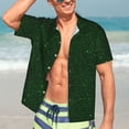 thumbnail image 7 of Pofeuu Emerald Green Sparkling Print Hawaiian Shirt for Men Sleeves Casual Button Down Summer Beach Dress Shirts T-Shirts,Large, 7 of 7