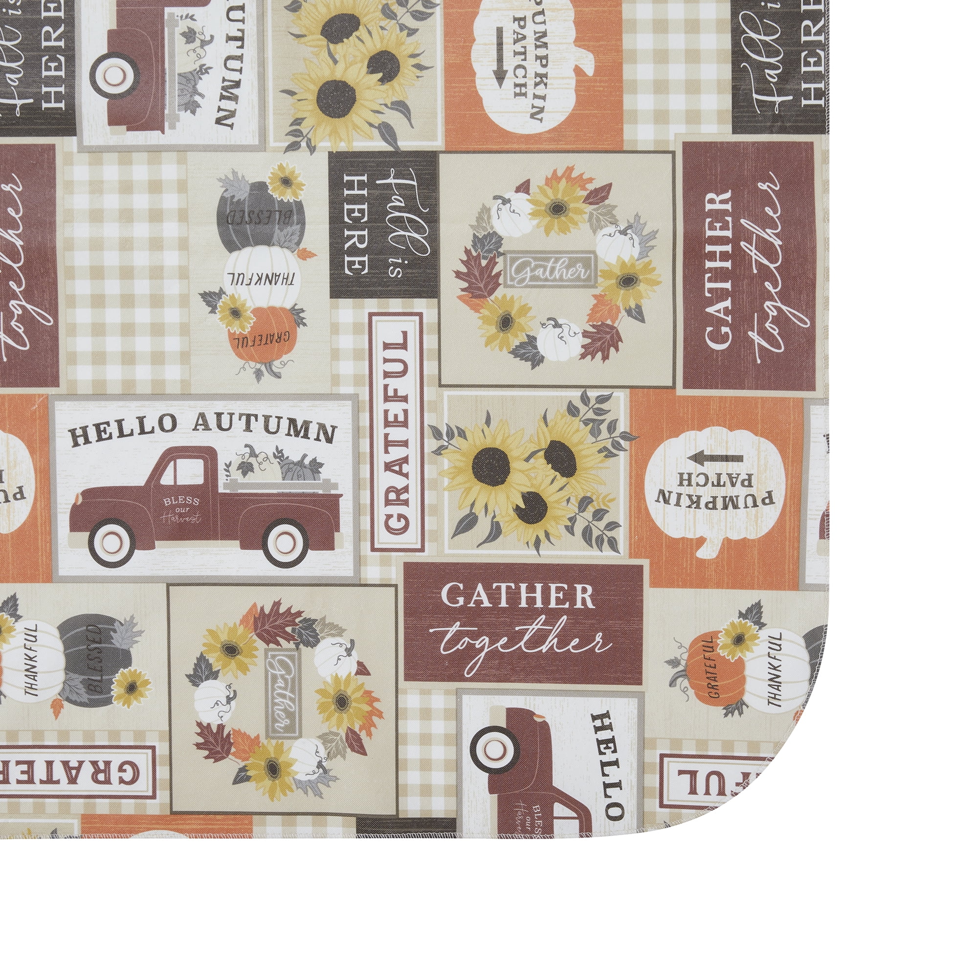 (2 pack) Way To Celebrate Harvest Autumn Patchwork Peva Tablecloth, Fall Décor 70" Round - Beige