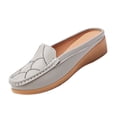 thumbnail image 4 of Xucatan Women's Embroidered Mule Slippers with Low Wedge Heel, Round Toe Backless Slip On Flats with Cushioned Insole, Soft Comfortable Walking Shoes for Indoor and Outdoor Wear Gift, 4 of 5