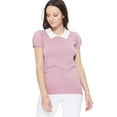 thumbnail image 4 of YEMAK Women's Classic Contrast Collar Short Sleeve Knit Pullover Sweater MK3591-HON/PUP-S, 4 of 5