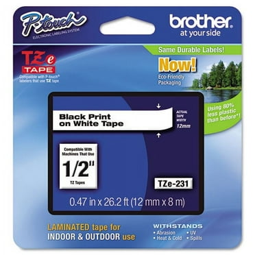 Tze Standard Adhesive Laminated Labeling Tape, 0.47" X 26.2 Ft, Black On White | Bundle of 5 Each