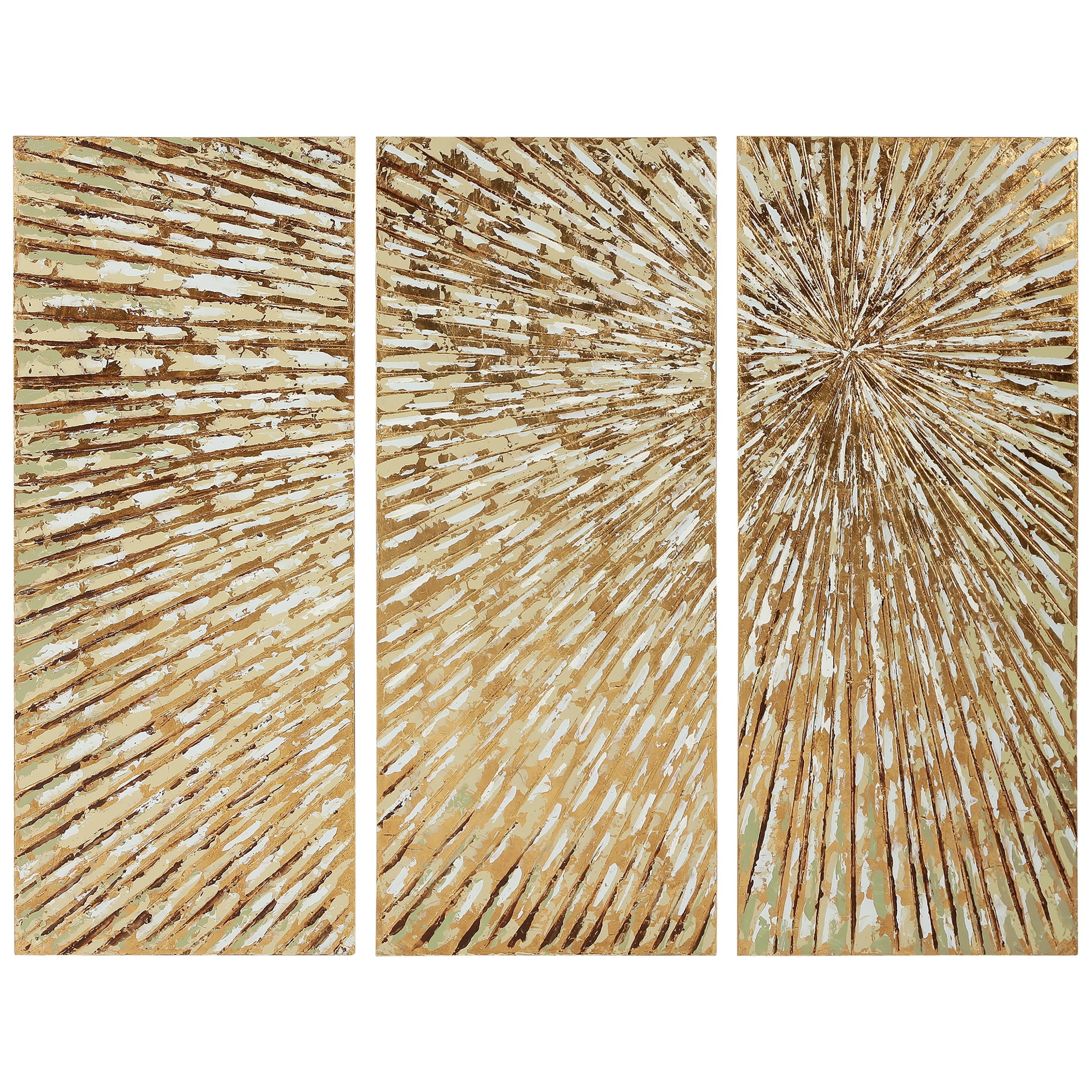 Sunshine Abstract Hand Painted Canvas Wall Art, Set of 3, by Martin Edwards, 48 " x 20 " each.