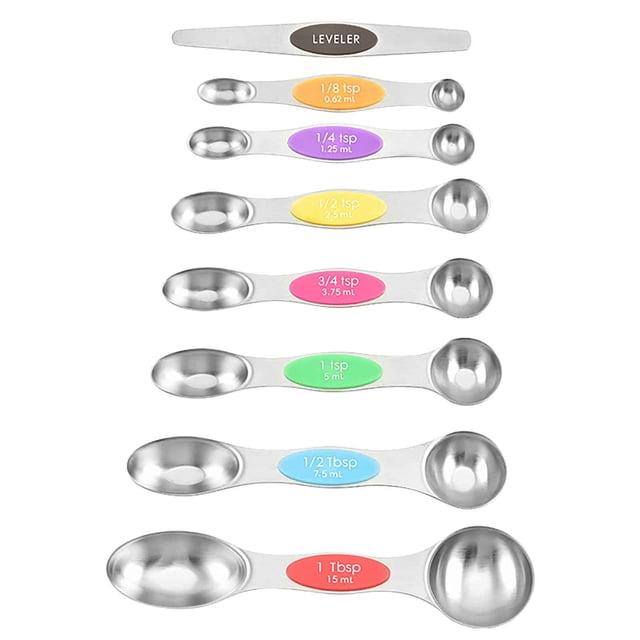 Vaidha Magnetic Measuring Spoons Set Double-headed Kitchen Spoon Stackable Teaspoon For Measuring Dry&Liquid Ingredients
