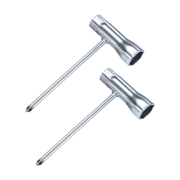 Uxcell 2-Pack Llave de combinación para motosierra 13mm por 19mm destornillador de acero y llave 1.8mm tono plateado