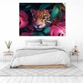 thumbnail image 3 of Mudket Framed leopard in Pink & Green Jungle Leaves Canvas Wall Art, Colorful Leopard Print Wall Decor, Tropical Jungle Wall Art Ready to Hang - 12"L x 8"W, 3 of 10